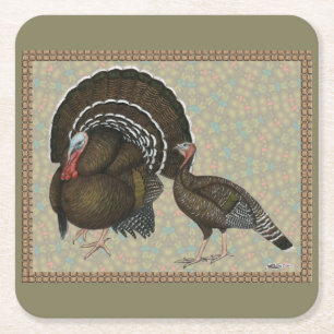 Turkeys Standard Bronze Portrait Square Paper Coaster