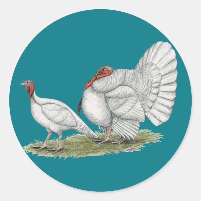 Turkeys White Hollands Classic Round Sticker (Front)
