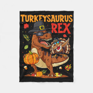 Turkeysaurus Rex Dab Turkey Dino Thanksgiving Todd Fleece Blanket
