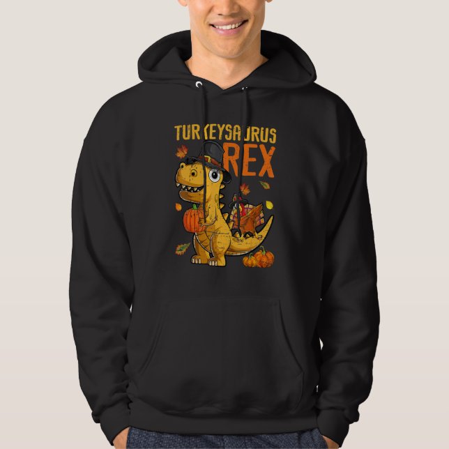 Turkeysaurus Rex Dab Turkey Dino Toddler Boys Than Hoodie (Front)