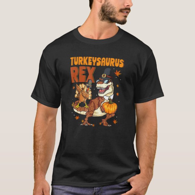 Turkeysaurus Rex Dab Turkey Dino Toddler Boys Than T-Shirt (Front)