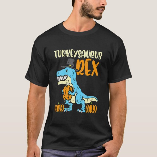 Turkeysaurus Rex Dab Turkey Dino Toddler Boys Than T-Shirt (Front)
