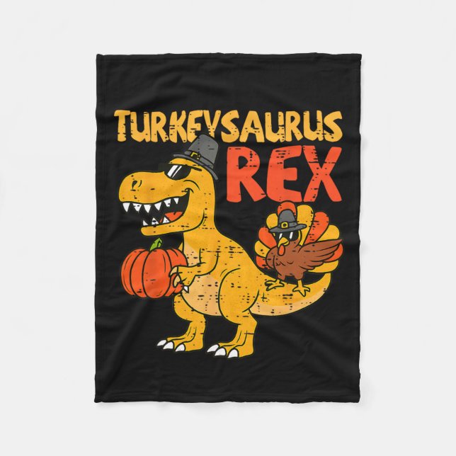 Turkeysaurus Rex Turkey Thanksgiving Toddler Boy K Fleece Blanket (Front)