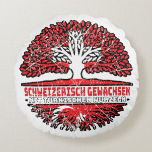Türkisch Schweizer Baum Wurzel Flag Round Cushion