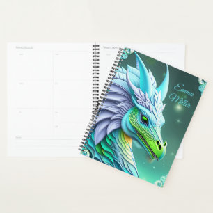 Türkiser Drache, fantasievolle Digital Art Planner