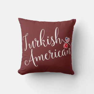 Turkish American Entwined Hearts Throw Cushion