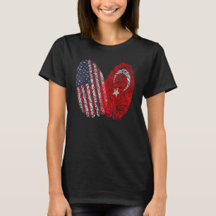 Turkish American Flag Fingerprint Turkey T-Shirt