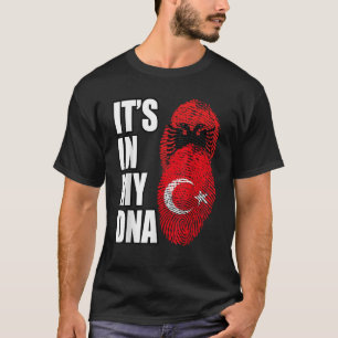 Turkish And Albanian Mix Heritage DNA Flag T Shirt