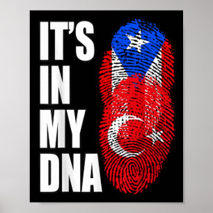 Turkish And Puerto Rican Mix Heritage Dna Flag  Poster