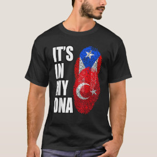 Turkish And Puerto Rican Mix Heritage DNA Flag T S T-Shirt