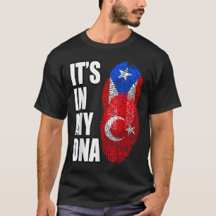 Turkish And Puerto Rican Mix Heritage Dna Flag T-Shirt