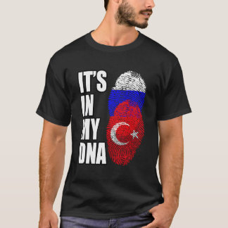 Turkish And Russian Mix Heritage Dna Flag T-Shirt