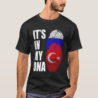 Turkish And Russian Mix Heritage Dna Flag T-Shirt