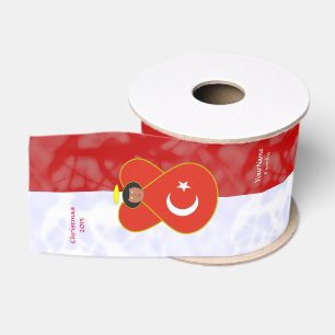 Turkish Angel Flag on Red and White Personalised Grosgrain Ribbon