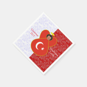 Turkish Angel Flag on Red and White Personalised Napkin