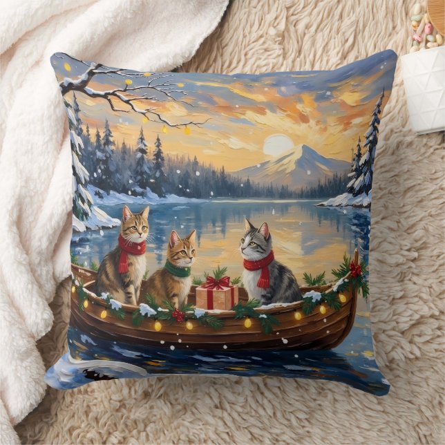 Turkish Angora Cat Christmas Boat Holiday Cushion (Blanket)