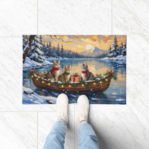 Turkish Angora Cat Christmas Boat Holiday Doormat