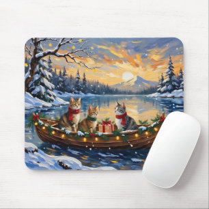 Turkish Angora Cat Christmas Boat Holiday Mouse Pad