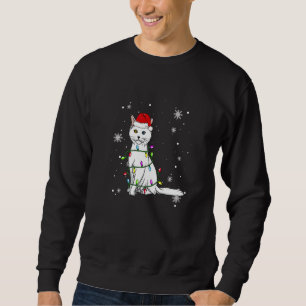 Turkish Angora Cat Christmas Lights Christmas Cat Sweatshirt