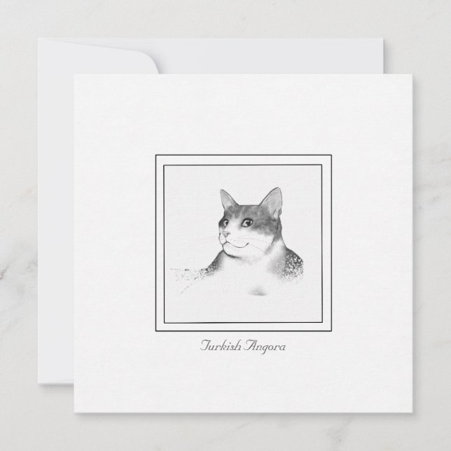 Turkish Angora Cat Picture on a Flat Note Card (Front)