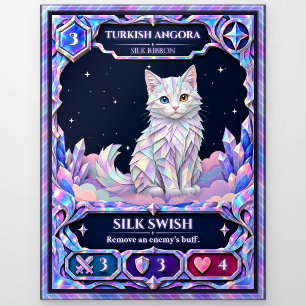 Turkish Angora Cat, Rainbow Foil Art Postcard