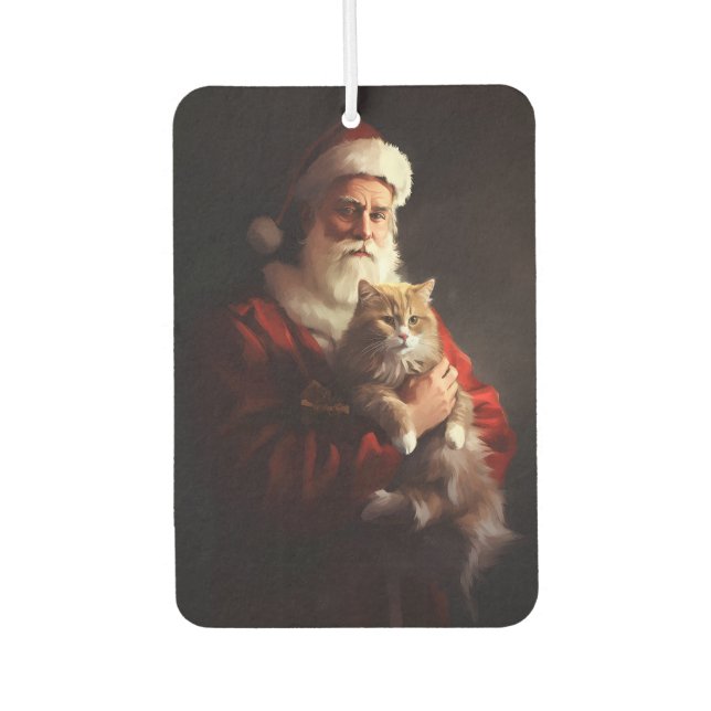 Turkish Angora Cat Santa Claus Festive Christmas  Car Air Freshener (Front)
