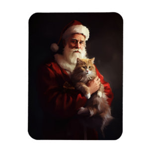 Turkish Angora Cat Santa Claus Festive Christmas  Magnet