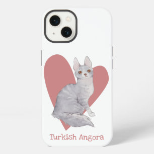 Turkish Angora Cat Watercolor Kitty Pink Heart iPhone 13 Case