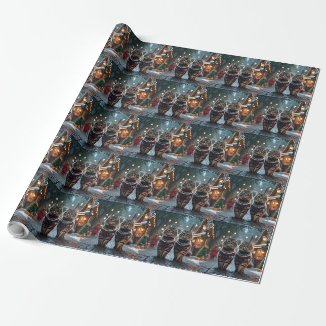 Turkish Angora Cats Christmas Snow Holiday Wrapping Paper (Unrolled)