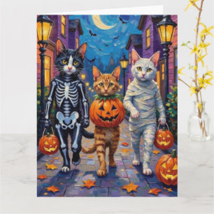 Turkish Angora Cats In Halloween Costumes Card