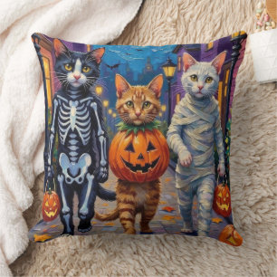 Turkish Angora Cats In Halloween Costumes Cushion