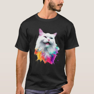 Turkish Angora Colourful Paint Splashes, Abstract  T-Shirt