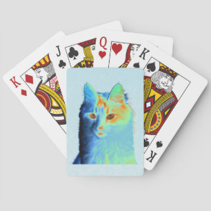 Turkish Angora - Neon Angora Cat Playing Cards