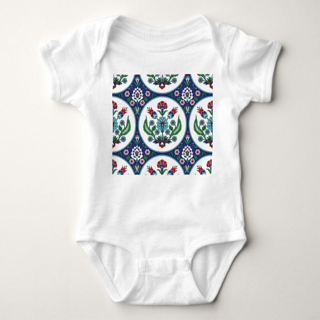 Turkish arabic, tulip flowers, seamless pattern. baby bodysuit (Front)