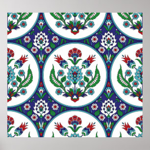 Turkish arabic, tulip flowers, seamless pattern. poster