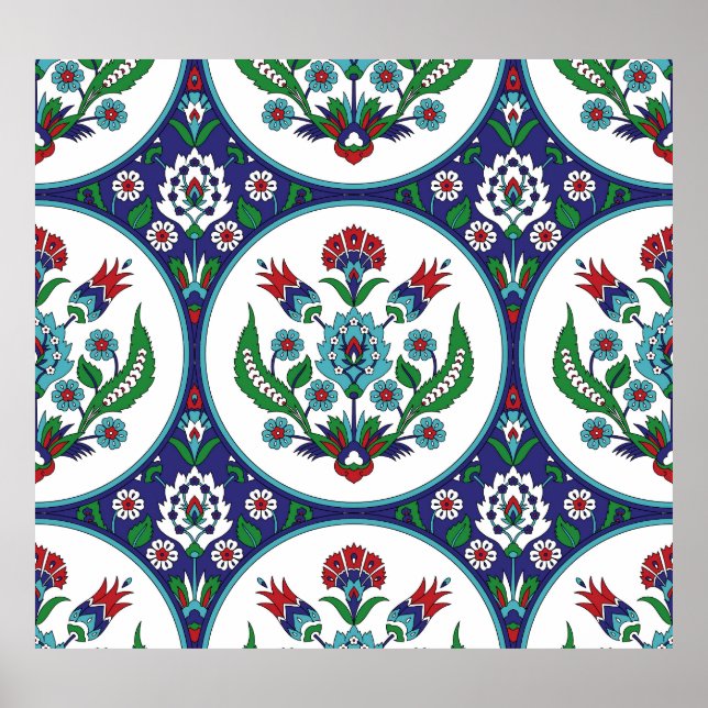 Turkish arabic, tulip flowers, seamless pattern. poster (Front)