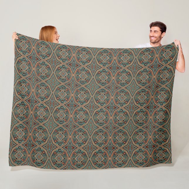 Turkish Beautiful Old Pattern Modern Collection Fleece Blanket (In Situ)