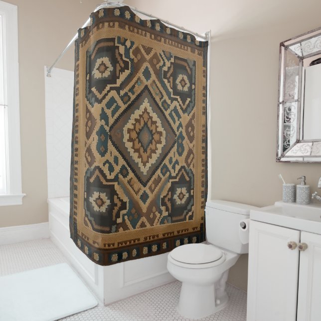 Turkish Beautiful Old Pattern Popular Collection Shower Curtain (In Situ)