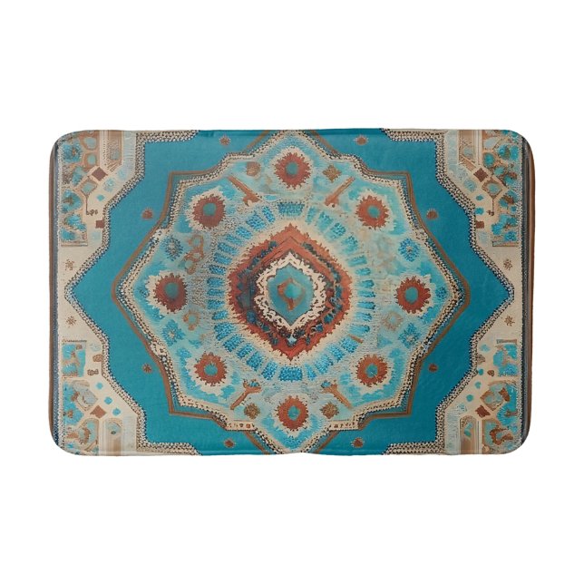 Turkish Beautiful Old Pattern Trendy Collection Bath Mat (Front)