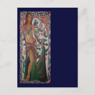 Turkish Belly Dancer With Traditional Art Backgrou Postcard