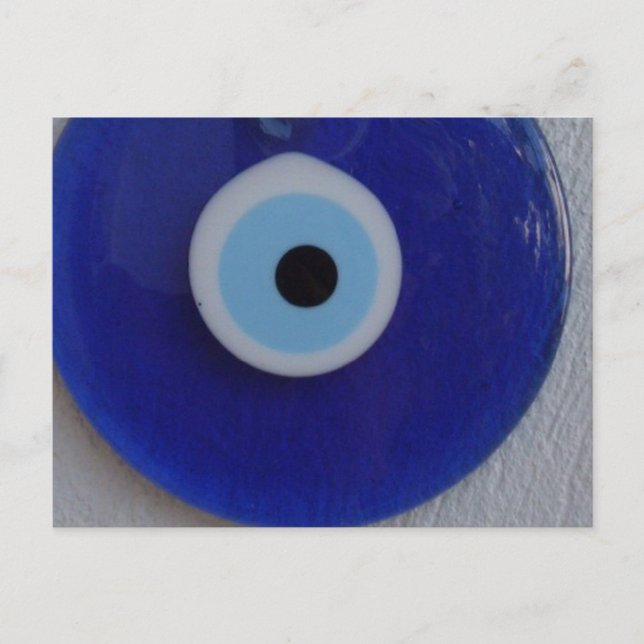 TURKISH  BLUE GLASS EVIL EYE AMULET Postcard (Front)