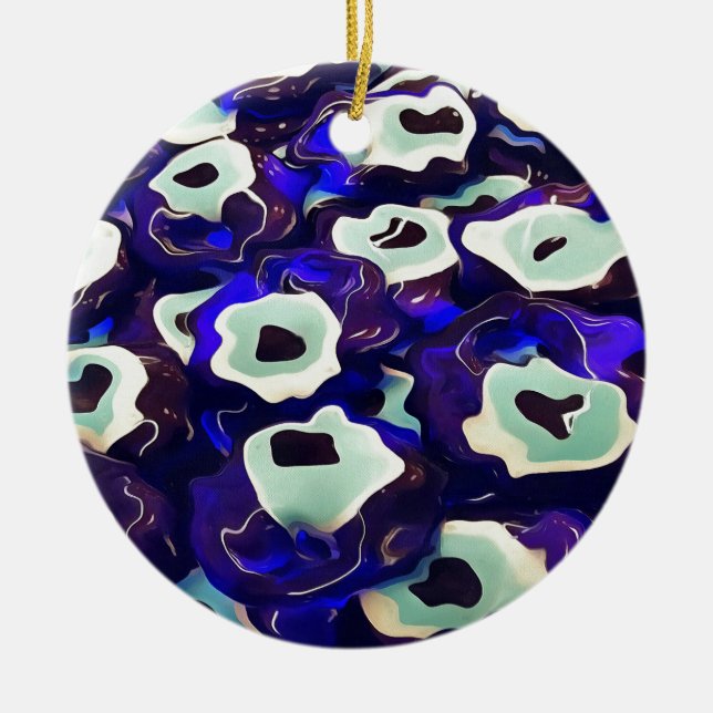 Turkish Boncuk Eye Shaped Amulet Bizarre Art Ceramic Ornament (Front)