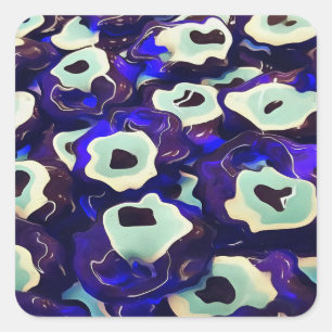 Turkish Boncuk Eye Shaped Amulet Bizarre Art Square Sticker