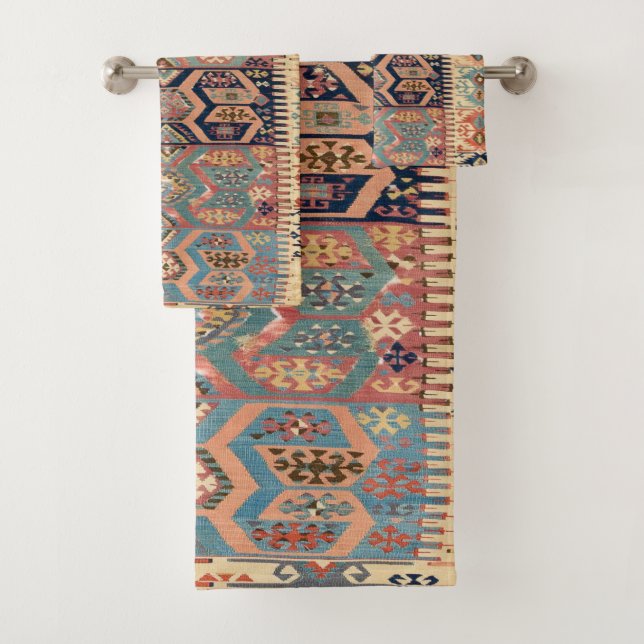 Turkish Carpet Rug Antique Kilim Bath Towel Set (Insitu)