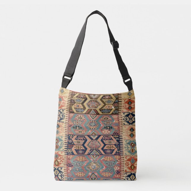 Turkish Carpet Rug Antique Kilim Crossbody Bag (Front)