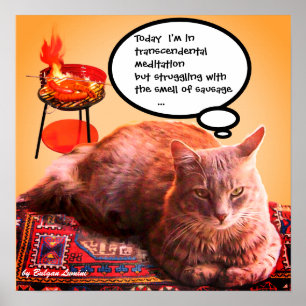 TURKISH CAT IN  TRANSCENDENTAL MEDITATION POSTER