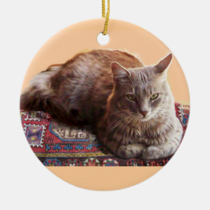 TURKISH CAT ON THE OLD CARPET CERAMIC ORNAMENT