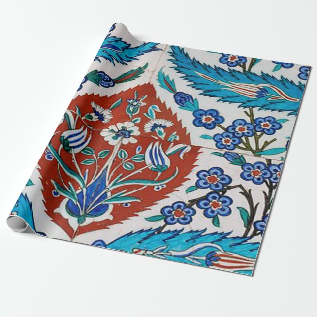 Turkish Ceramic Floral Wrapping Paper (Unrolled)