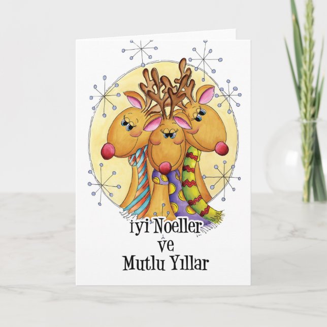 Turkish Christmas Card - Reindeer - İyi Noeller ve (Front)