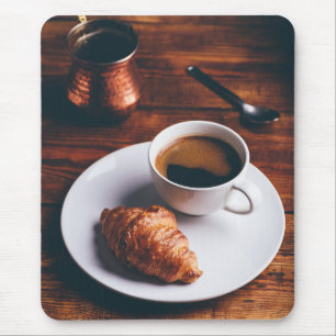 Turkish Coffee and Fresh Croissant Mouse Pad